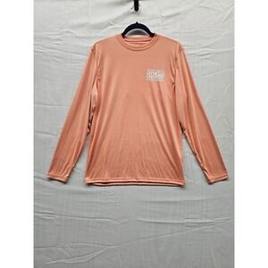 Reel Life Mens Performance Long Sleeve Shirt Peach Coral Graphic Tee Size Small